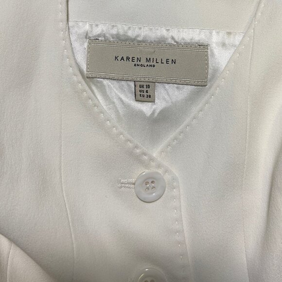 Vintage Karen Millen White Halter Button Front Vest Top - Size 6 - Picture 5 of 5